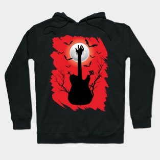 Halloween guitar in graveyard Hoodie